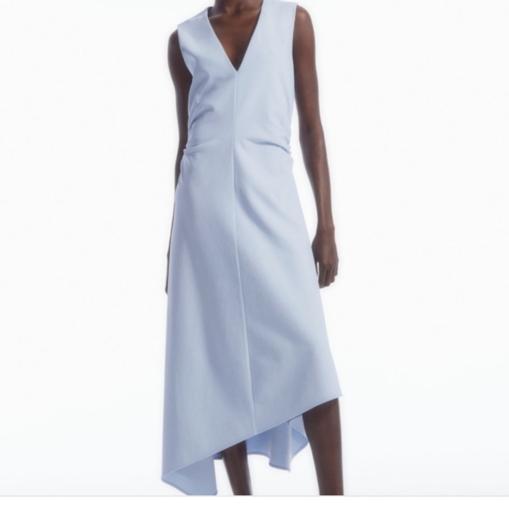 COS gathered asymmetric midi dress